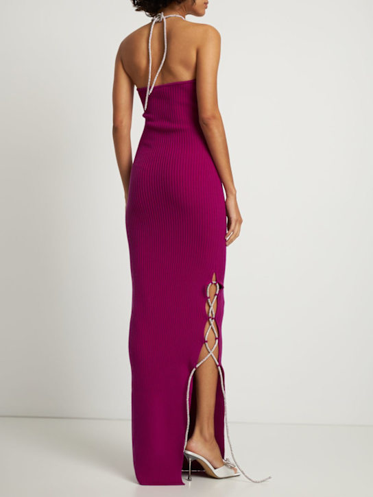 Giuseppe Di Morabito: Robe longue en maille embellie - Violet - women_1 | Luisa Via Roma