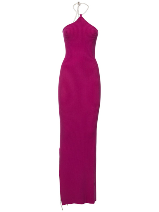 Giuseppe Di Morabito: Robe longue en maille embellie - Violet - women_0 | Luisa Via Roma