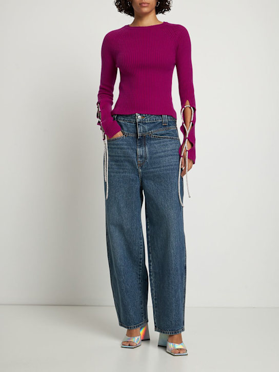 Giuseppe Di Morabito: ウールリブニットトップ - パープル - women_1 | Luisa Via Roma