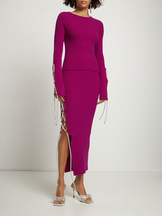 Giuseppe Di Morabito: 装饰羊毛针织迷笛半身裙 - 紫色 - women_1 | Luisa Via Roma