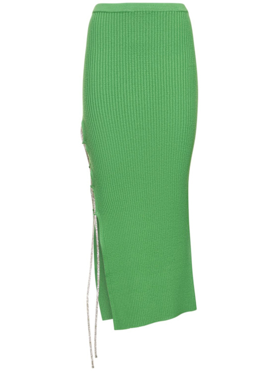 Giuseppe Di Morabito: Jupe midi en maille de laine embellie - Vert - women_0 | Luisa Via Roma