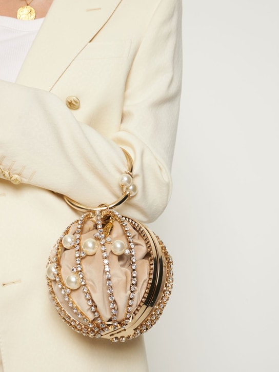Rosantica: Chloe crystal sphere top handle bag - Gold Crystals - women_1 | Luisa Via Roma