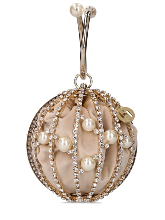 Rosantica: Chloe crystal sphere top handle bag - Gold Crystals - women_0 | Luisa Via Roma