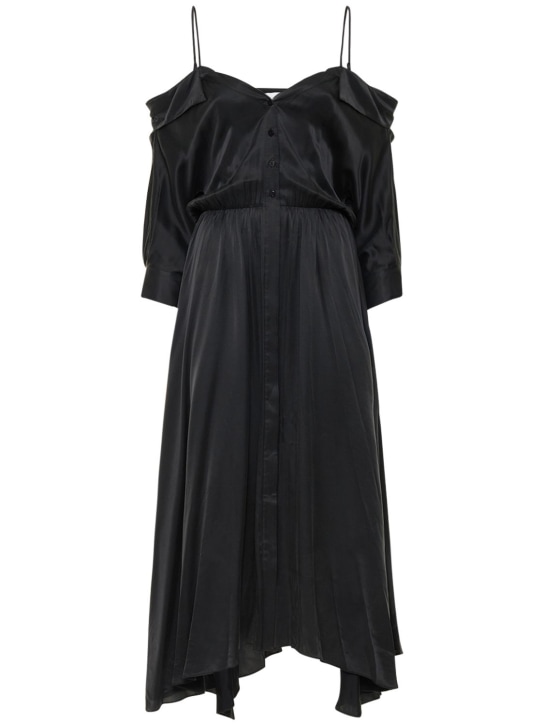 SIMKHAI: Kiari洗水真丝查米尤斯绉缎长款连衣裙 - 黑色 - women_0 | Luisa Via Roma