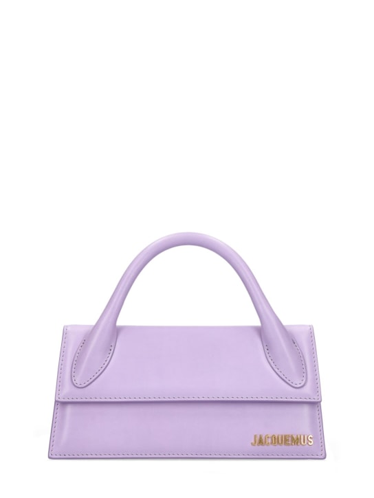 Jacquemus: Le Chiquito long leather top handle bag - Lilac - women_0 | Luisa Via Roma