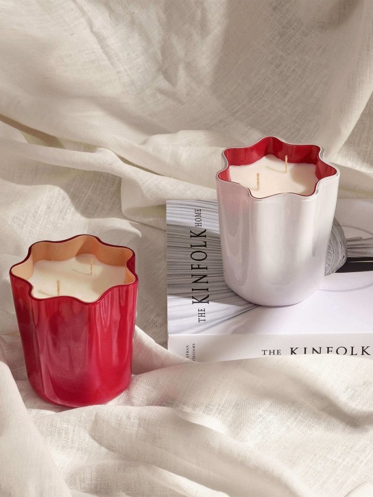 Aina Kari: Fancy Murano glass star candle - White/Red - ecraft_1 | Luisa Via Roma