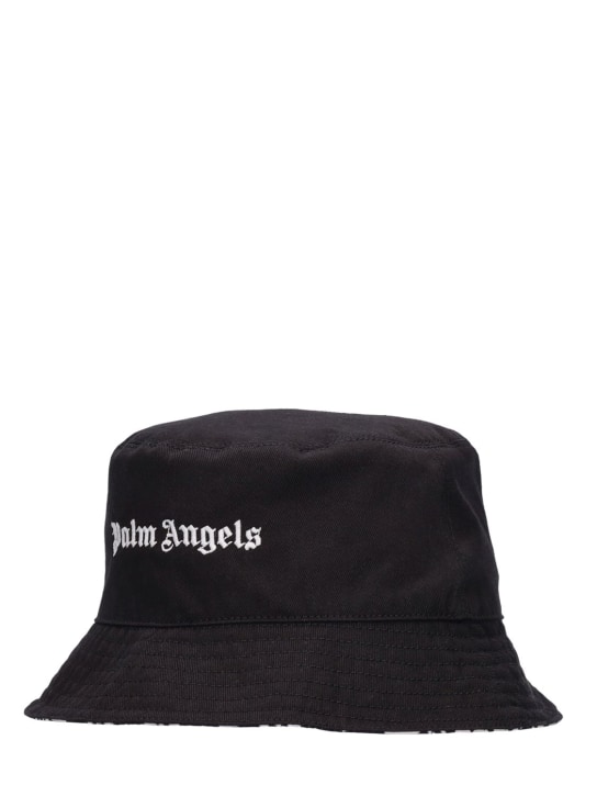 Palm Angels: Cotton gabardine bucket hat - Black - kids-girls_1 | Luisa Via Roma