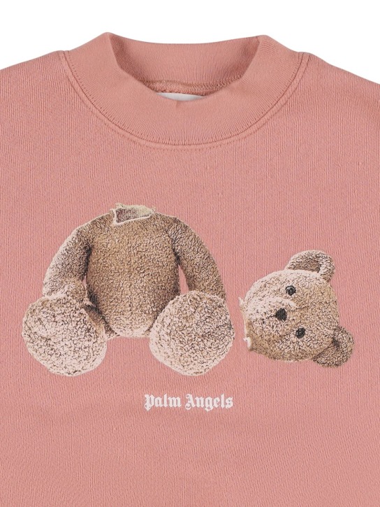 Palm Angels: Sweat-shirt en coton imprimé ourson - Rose - kids-girls_1 | Luisa Via Roma