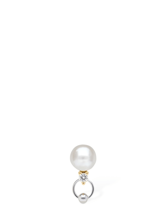 Delfina Delettrez: 2-in-1-Mono-Ohrring mit Perlen und Diamanten - Pearl/White gold - women_0 | Luisa Via Roma