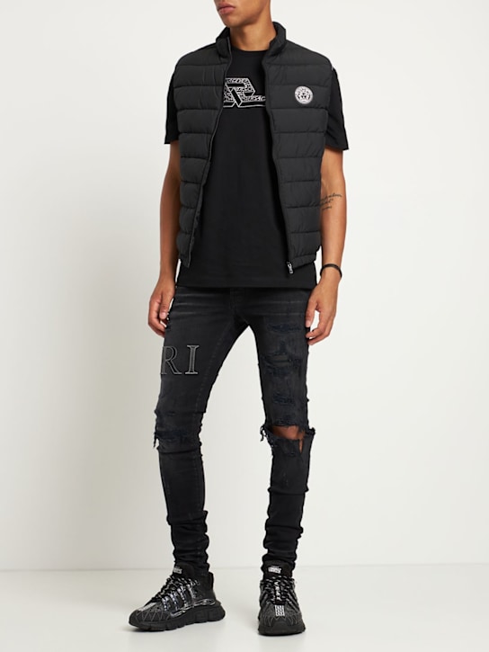 Versace: Greca Signature cotton jersey t-shirt - Black/White - men_1 | Luisa Via Roma