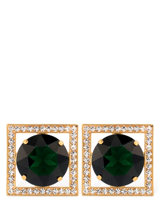 Alessandra Rich: Square crystal clip-on earrings - women_0 | Luisa Via Roma