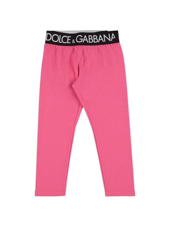 Dolce&Gabbana: LEGGINGS AUS BAUMWOLLE MIT LOGODRUCK - Rosa - kids-girls_0 | Luisa Via Roma