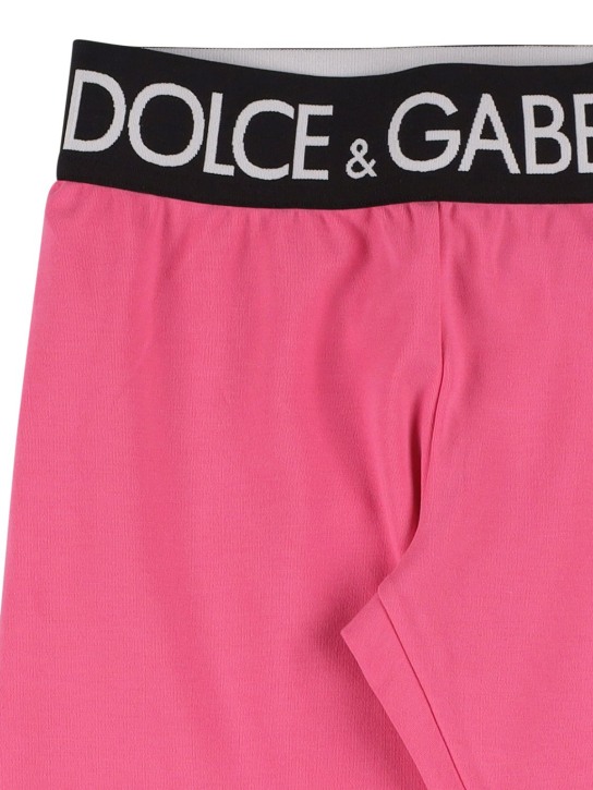 Dolce&Gabbana: LEGGINGS AUS BAUMWOLLE MIT LOGODRUCK - Rosa - kids-girls_1 | Luisa Via Roma