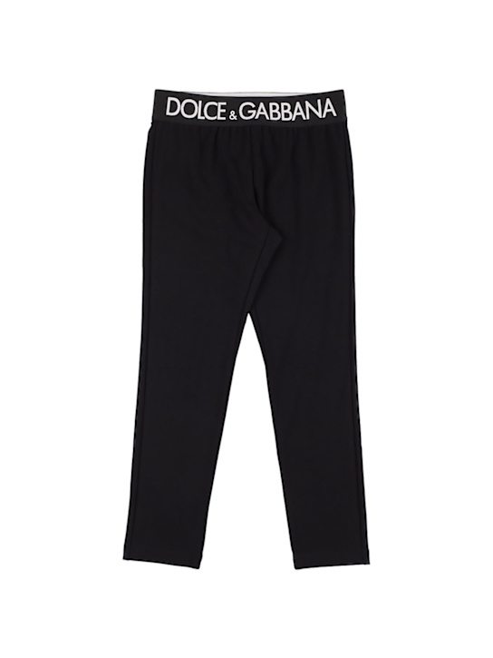 Dolce&Gabbana: コットンジャージーレギンス - ブラック - kids-girls_0 | Luisa Via Roma