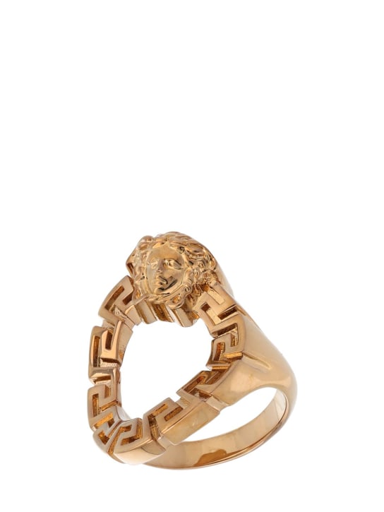 Versace: Greek motif & Medusa ring - Gold - women_0 | Luisa Via Roma
