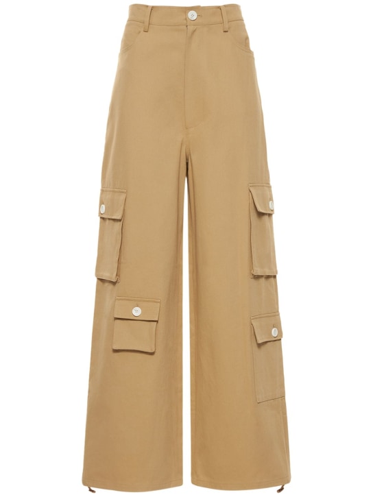 The Frankie Shop: Hailey oversized cotton cargo pants - Beige - women_0 | Luisa Via Roma
