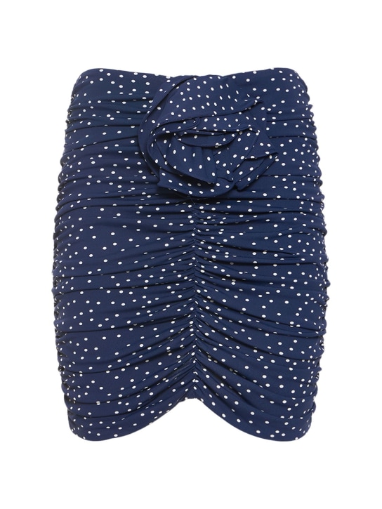 Magda Butrym: Drapierter; gepunkteter Minirock mit Blume - Dunkelblau - women_0 | Luisa Via Roma
