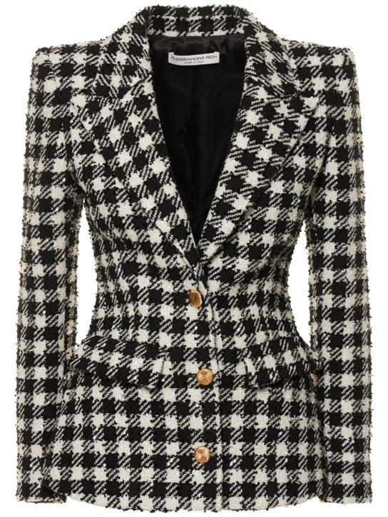 Alessandra Rich: Blazer de de lana con lentejuelas - Negro/Blanco - women_0 | Luisa Via Roma