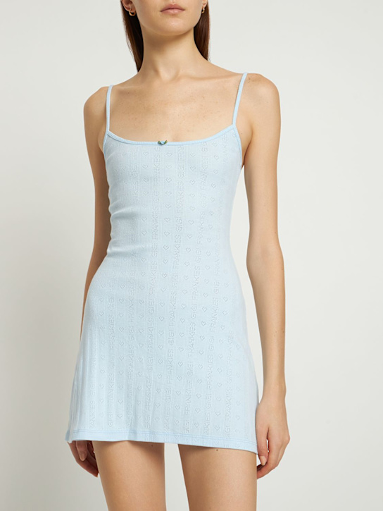 Frankies Bikinis: Vestito mini Gwyneth in cotone - Celeste - women_1 | Luisa Via Roma