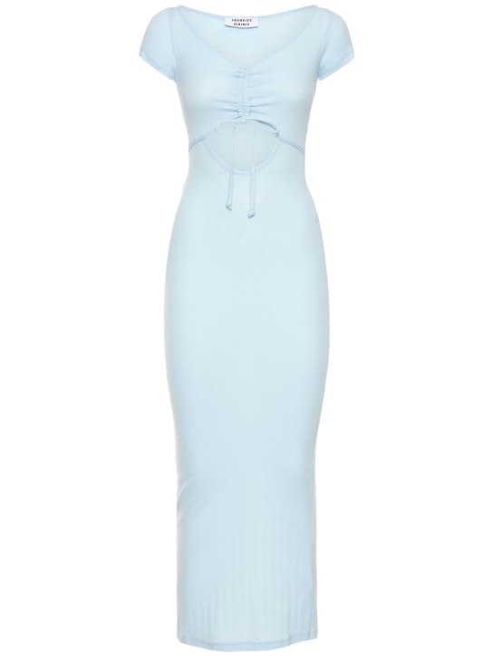 Frankies Bikinis: Millie pointelle cotton midi dress - Light Blue - women_0 | Luisa Via Roma