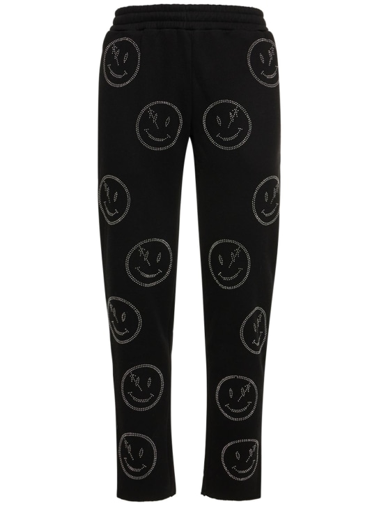 Retrovert: All over rhinestone smiley sweatpants - Black - men_0 | Luisa Via Roma