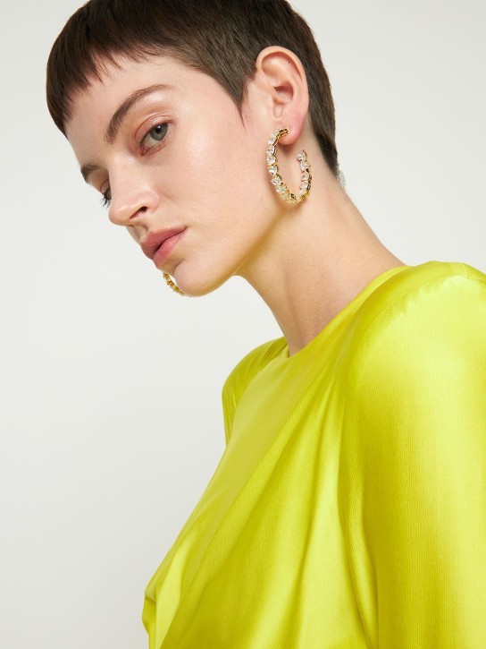 Celeste Starre: Rodeo Drive hoop earrings - Gold/Crystal - women_1 | Luisa Via Roma