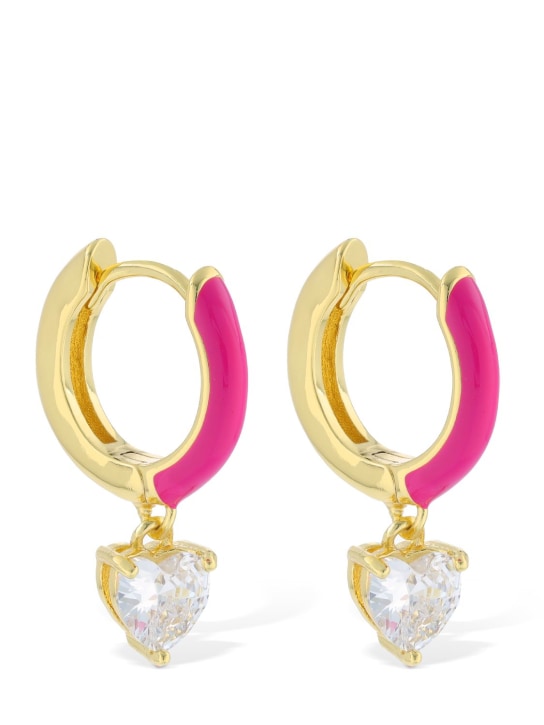 Celeste Starre: Neon Nights hoop earrings - Pink/Crystal - women_0 | Luisa Via Roma