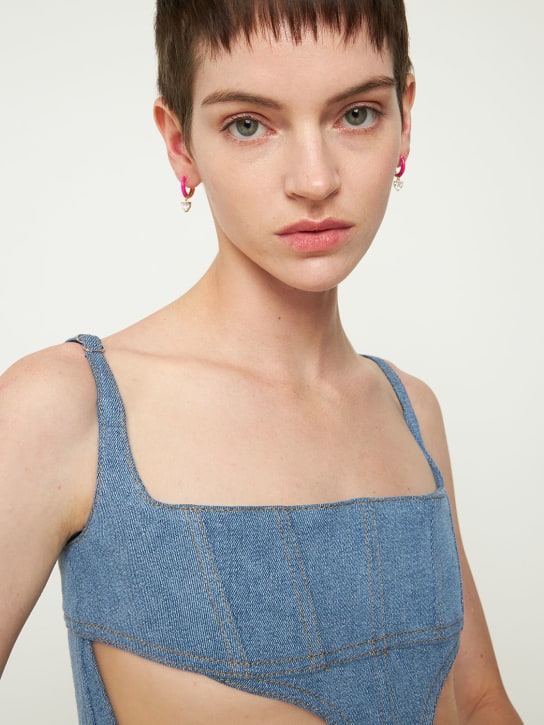 Celeste Starre: Neon Nights hoop earrings - Pink/Crystal - women_1 | Luisa Via Roma