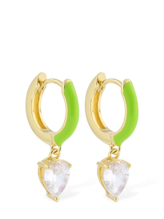 Celeste Starre: Neon Nights hoop earrings - Green/Crystal - women_0 | Luisa Via Roma