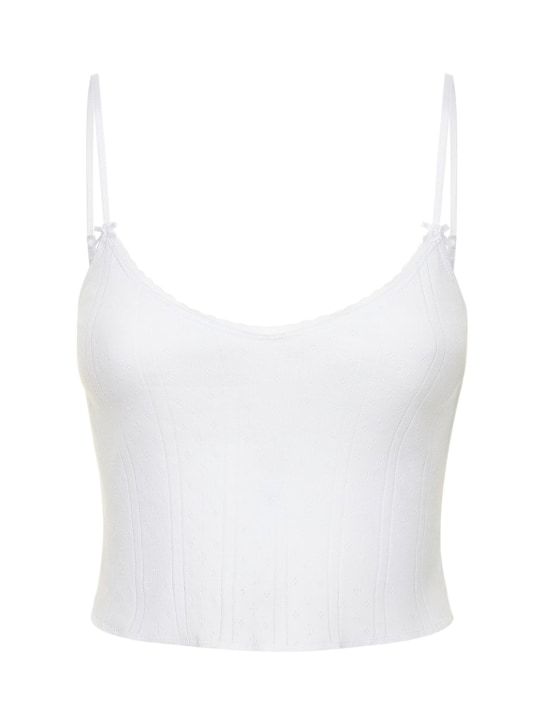 Cou Cou: Cotton pointelle camisole top - Beyaz - women_0 | Luisa Via Roma