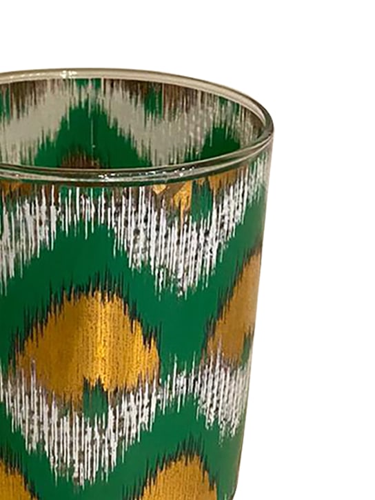 Les Ottomans: Lot de 4 verres dorés Ikat - Or/Vert - ecraft_1 | Luisa Via Roma