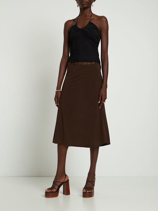 Musier Paris: Santorini stretch jersey midi skirt - Brown - women_1 | Luisa Via Roma