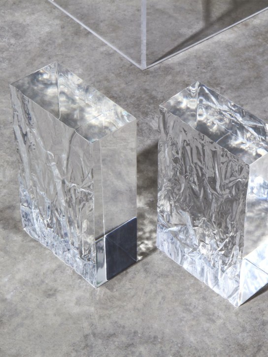 L'afshar: Set of 2 Crushed Iced bookends - Transparent - ecraft_1 | Luisa Via Roma