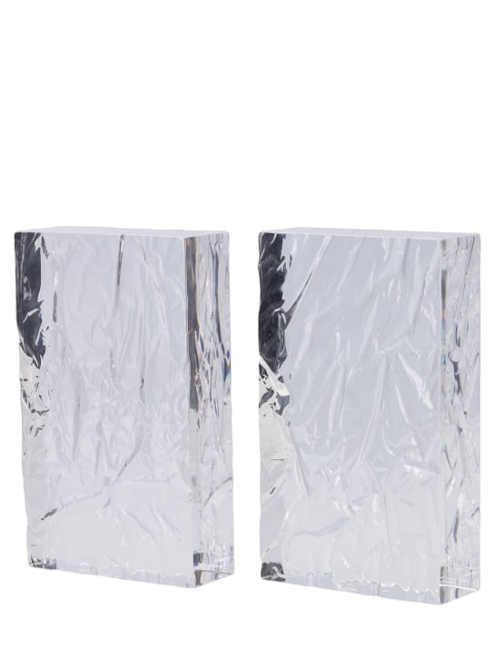L'afshar: Set of 2 Crushed Iced bookends - Transparent - ecraft_0 | Luisa Via Roma