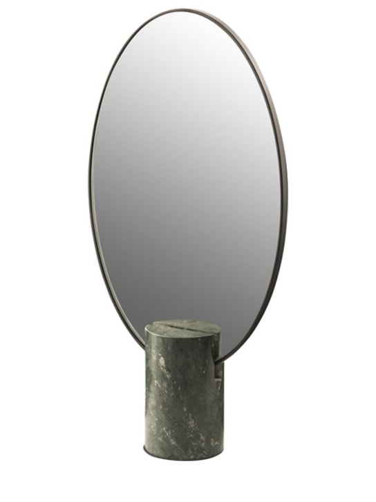 Polspotten: Espejo Oval de metal y mármol - Verde - ecraft_0 | Luisa Via Roma