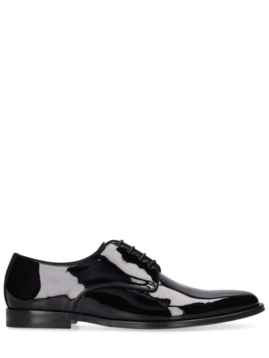 Dolce&Gabbana: Patent leather derby shoes - Black - men_0 | Luisa Via Roma