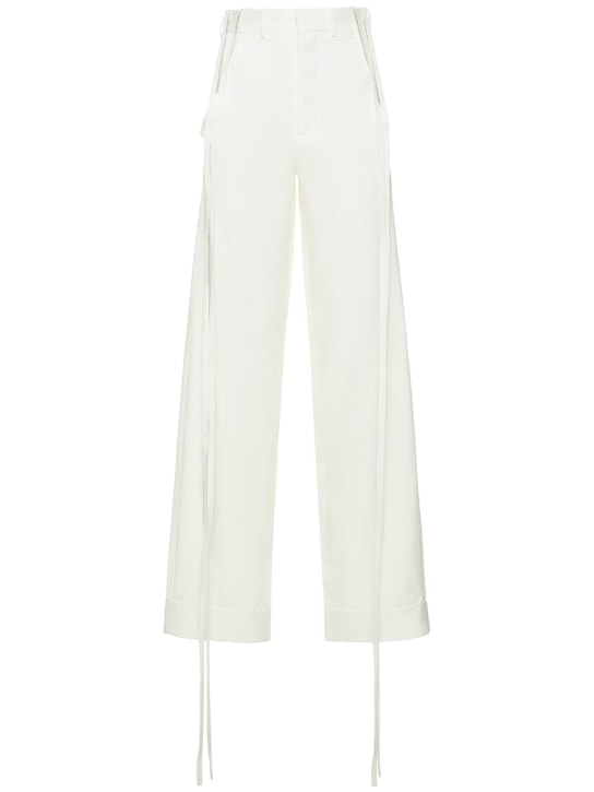 Ann Demeulemeester: Gewachste Baumwollhosen „Anneke“ - Gips - women_0 | Luisa Via Roma