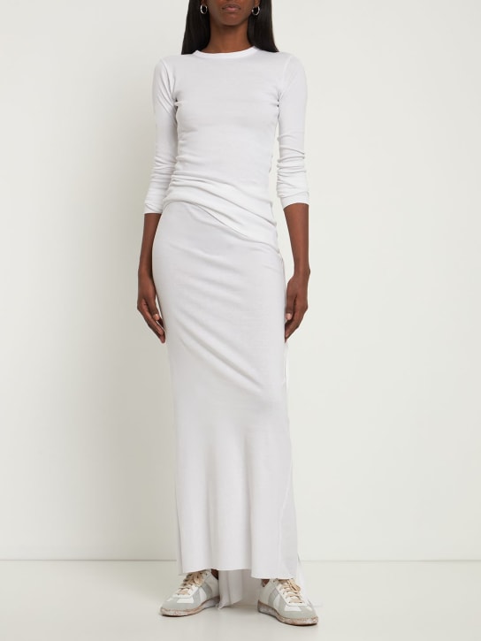 Ann Demeulemeester: Vittoria cotton jersey long flared skirt - White - women_1 | Luisa Via Roma