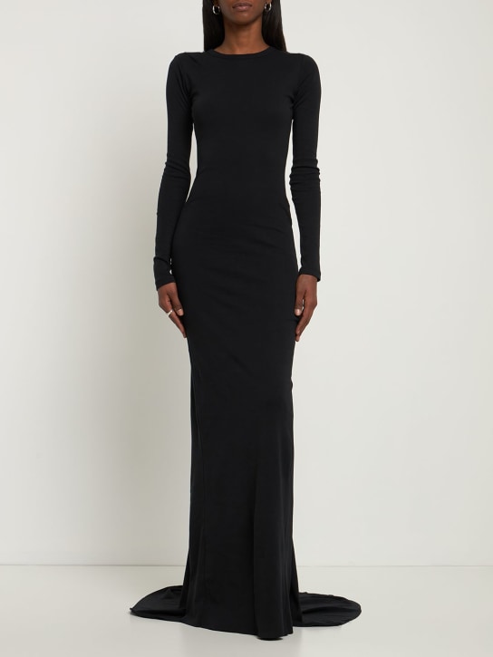 Ann Demeulemeester: Jesse cotton jersey l/s long dress - Black - women_1 | Luisa Via Roma