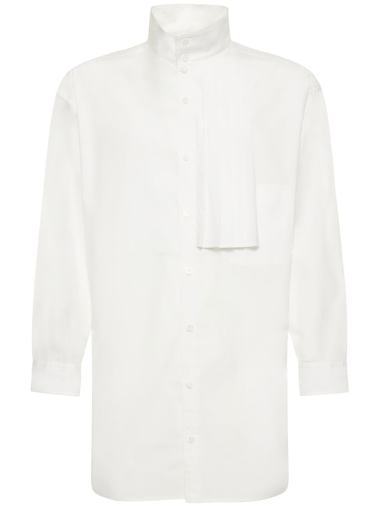 Yohji Yamamoto: Cotton collar shirt w/ pleated detail - men_0 | Luisa Via Roma