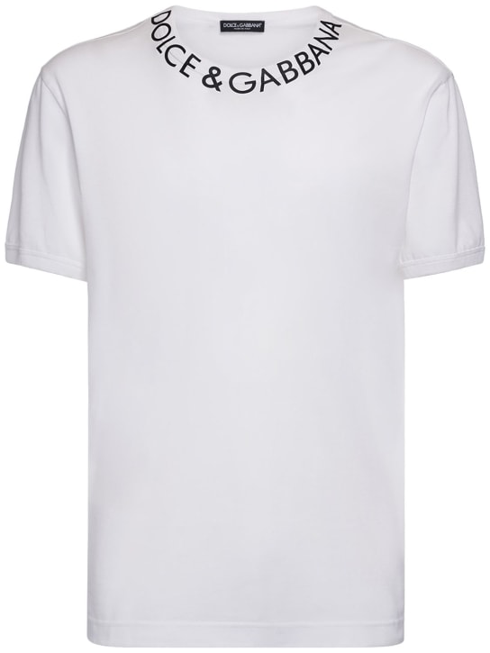 Dolce&Gabbana: Logolu pamuklu tişört - men_0 | Luisa Via Roma