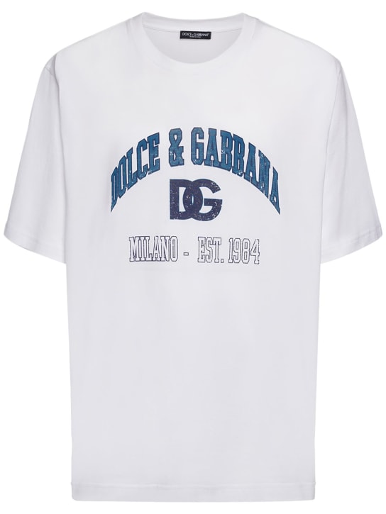 Dolce&Gabbana: T-shirt en coton à logo - men_0 | Luisa Via Roma