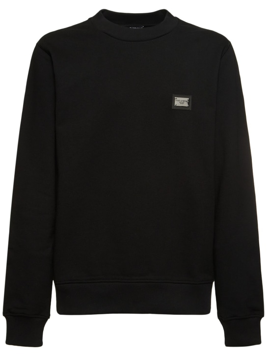 Dolce&Gabbana: Essential Jersey sweatshirt - Siyah - men_0 | Luisa Via Roma