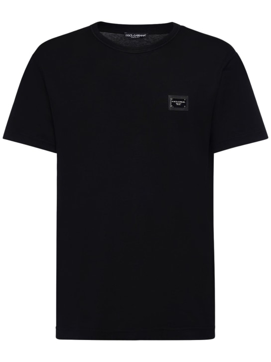 Dolce&Gabbana: T-shirt Essential in jersey - Nero - men_0 | Luisa Via Roma