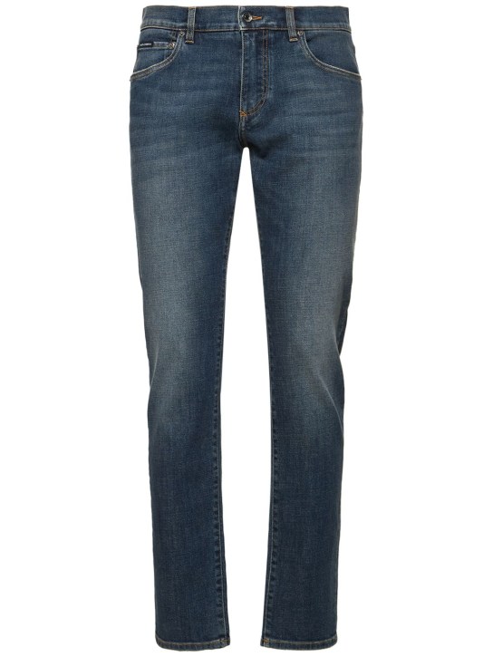 Dolce&Gabbana: Jeans slim fit in denim - Blu - men_0 | Luisa Via Roma