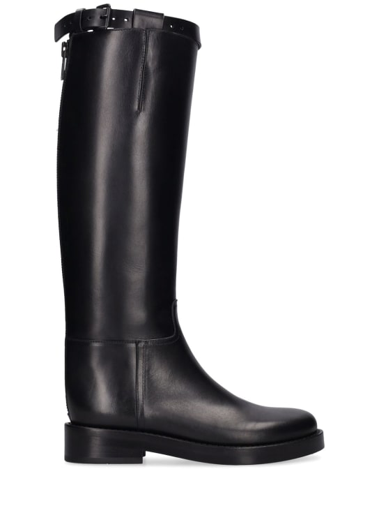 Ann Demeulemeester: 40mm Stan leather tall boots - Black - women_0 | Luisa Via Roma