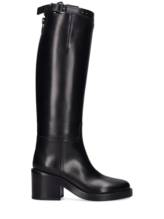 Ann Demeulemeester: 50mm Stan leather riding boots - Black - women_0 | Luisa Via Roma
