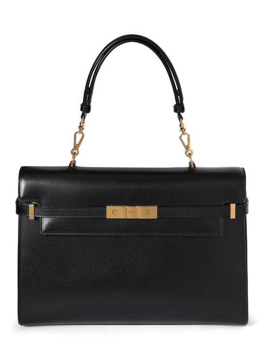 Saint Laurent: Manhattan leather top handle bag - Black - women_0 | Luisa Via Roma