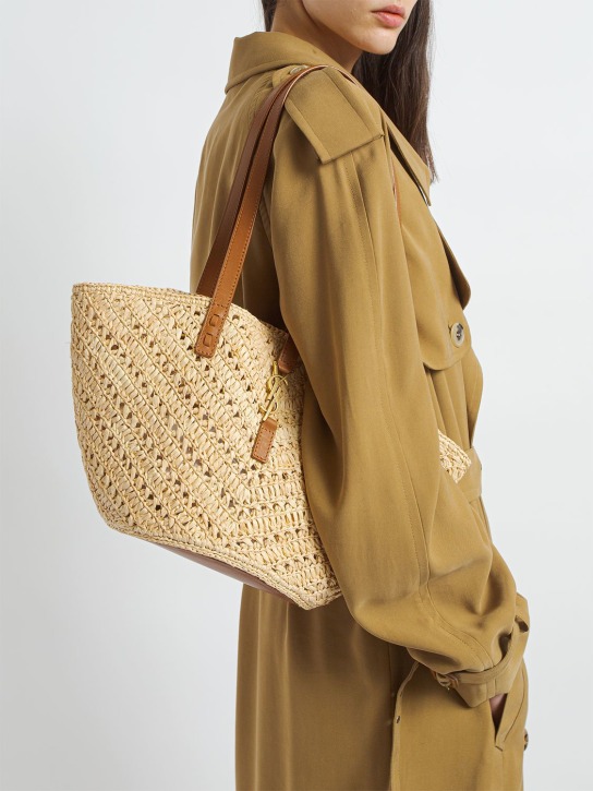 Saint Laurent: Medium raffia panier bag - Naturel - women_1 | Luisa Via Roma
