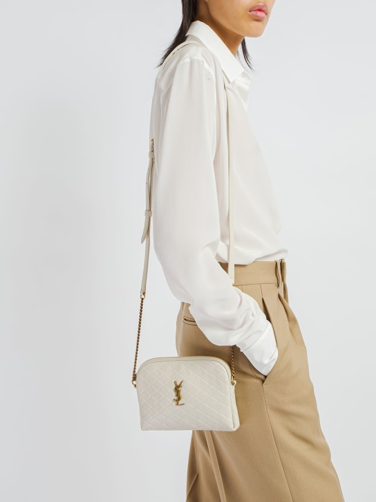 Saint Laurent: Sac porté épaule en cuir Gaby - Blanc Vintage - women_1 | Luisa Via Roma